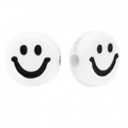 Acrylic beads Smiley White-black